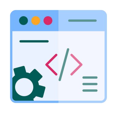 Düz biçimde web geliştirme simgesi. yazılım ve web sitesi sembolleri                           