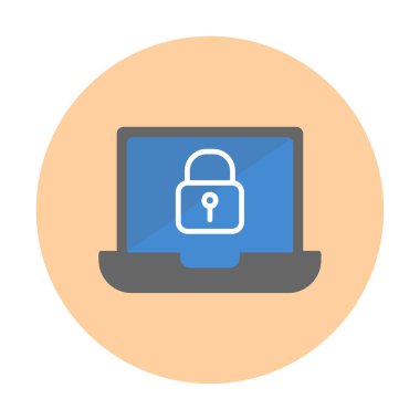 Dizüstü bilgisayar ekranına kilitle. Güvenlik kavramı vektör illüstrasyonu