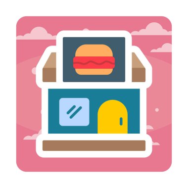  Gıda dükkanı web simgesi, vektör illüstrasyonu