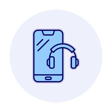 Kulaklık simgesi illüstrasyonlu akıllı telefon