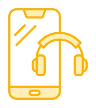 Kulaklık simgesi illüstrasyonlu akıllı telefon