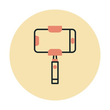 Akıllı telefon web simgesi, vektör illüstrasyonlu selfie çubuğu 