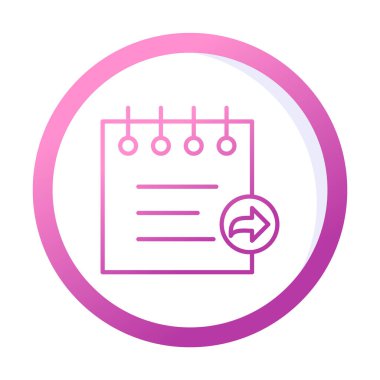 Basit not defteri arayüzü simgesi, vektör illüstrasyonu