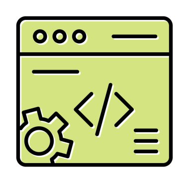 Düz biçimde web geliştirme simgesi. yazılım ve web sitesi sembolleri                           