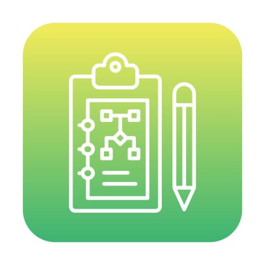 Kalem simgesi, vektör illüstrasyonlu pano üzerinde plan 