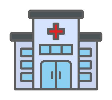 Hastane binası düz biçim simgesi ögesi