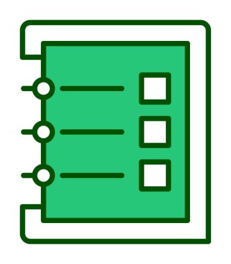 Basit not defteri arayüzü simgesi, vektör illüstrasyonu