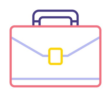 Evrak çantası vektör düz simgesi. İş durumu simgesi, bavul emojisi, vektör illüstrasyonu