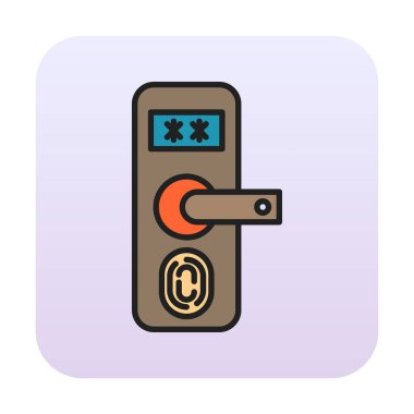 Parmak izi Kapı Koruma Simgesi Vektör İllüstrasyonu