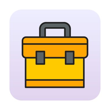 Evrak çantası vektör düz simgesi. İş durumu simgesi, bavul emojisi, vektör illüstrasyonu