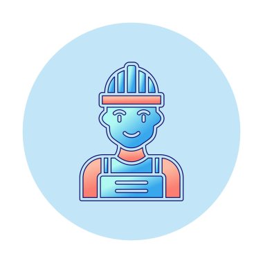 Kask simgesi olan işçiler, vektör illüstrasyonu 