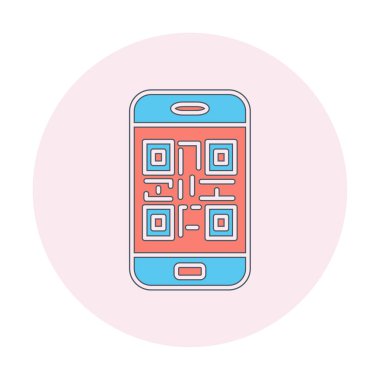 Akıllı telefon ekranındaki qr kodu beyaz arkaplanda izole edilmiş