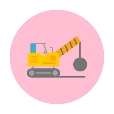 Binanın yıkımı için inşaat aracı. düz vektör illüstrasyonu