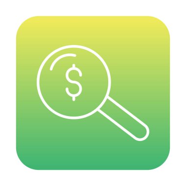 Dolar simgesi ve vektör illüstrasyonlu basit büyüteç