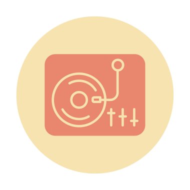 Basit vinil oynatıcı Turntable simgesi, vektör illüstrasyonu