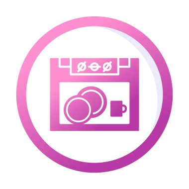 Moda stili izole edilmiş arkaplanda bulaşık makinesi simgesi