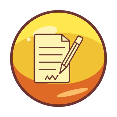 beyaz arkaplanda izole edilmiş kalem simgesine sahip kağıt belge 