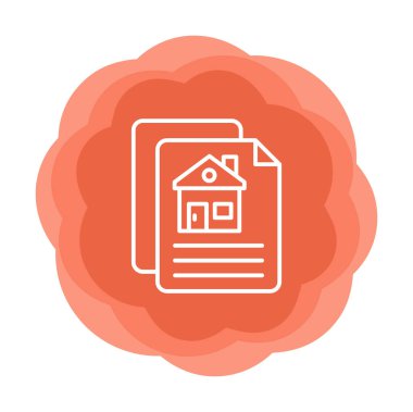 Kağıtların ve ev simgesinin vektör çizimi. İnşaat Sözleşmesi                         