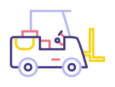 Forklift ikon vektörü. İnce çizgi işareti. izole edilmiş sınır sembolü çizimi