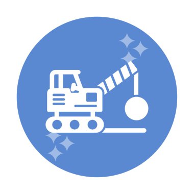 Binanın yıkımı için inşaat aracı. düz vektör illüstrasyonu