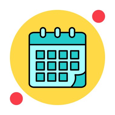 Takvim düzlüğü simgesi, vektör illüstrasyonu 