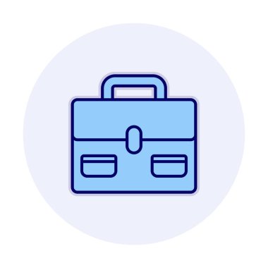 Evrak çantası vektör düz simgesi. İş durumu simgesi, bavul emojisi, vektör illüstrasyonu