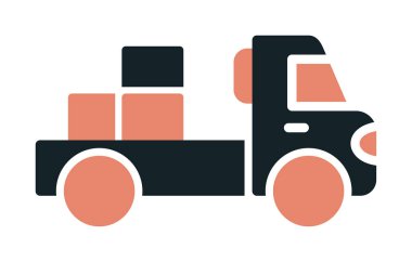 Web ve mobil uygulama tasarımınız için kutu simgesi vektörü olan kamyon, dağıtım kamyonu logosu konsepti