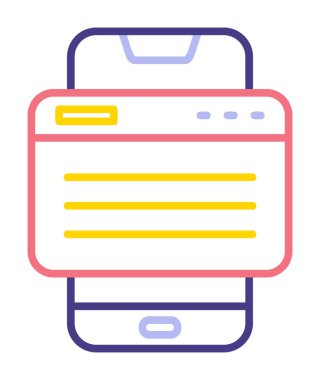 Basit Akıllı Telefon Tarayıcı simgesi, vektör illüstrasyonu