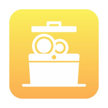 Bulaşık makinesi düz simgesi. Vektör çizim