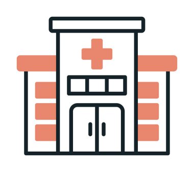 Hastane binası düz biçim simgesi ögesi