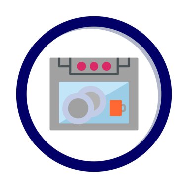 Bulaşık makinesi düz simgesi. Vektör çizim