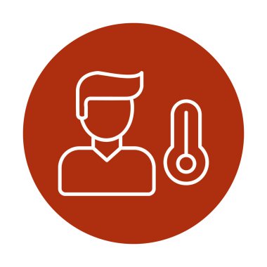 Hasta kişi ikonu. Yüksek sıcaklık simgesi. Vektör illüstrasyonu.