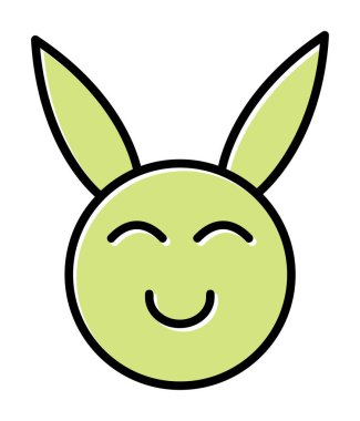 Şirin gülümseyen tavşan ikonu, vektör çizimi 