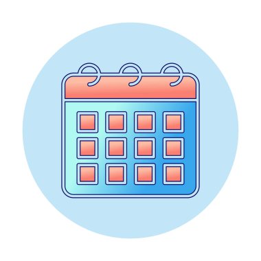 Takvim düzlüğü simgesi, vektör illüstrasyonu 