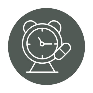 Alarm saati ve kapsül düz simgesi, vektör illüstrasyonu             