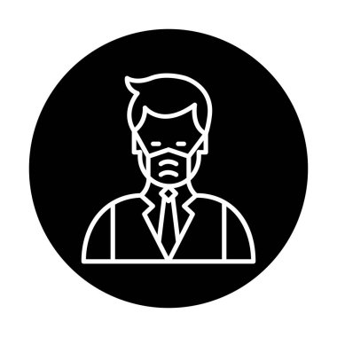 Yüz maskesi çizgisi ikonu, hastalık önlemenin vektör piktogramı. Koronavirüsten korunma giysisi, hava kirliliği, toz, grip illüstrasyonu, tıbbi gereç deposu tabelası.