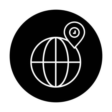 Basit Globe Konum simgesi, vektör illüstrasyonu