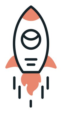 Basit uzay gemisi simgesi, vektör illüstrasyonu