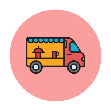 Beyaz arkaplanda yiyecek kamyonu vektör çizimi