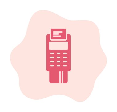 Pos Terminal Düz Simgesi Beyaz Arkaplanda