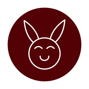 Şirin gülümseyen tavşan ikonu, vektör çizimi 