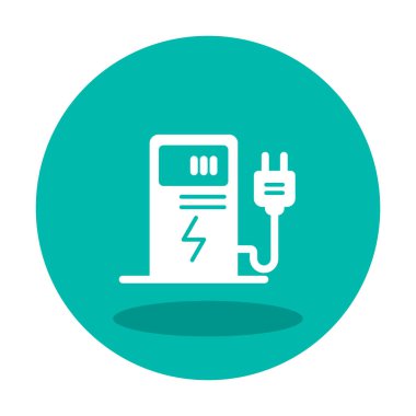 Elektrik Şarj İstasyonu ikon vektör çizimi
