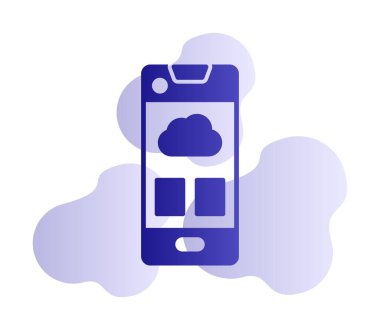 Akıllı telefon bulutu ikon vektör illüstrasyon tasarımı