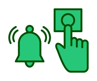 Acil durum alarm düğmesine basın Web simgesi, vektör illüstrasyonu 