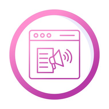 Webpage Çevrimiçi Pazarlama. Contour sembolü. Vektör izole çizimi.