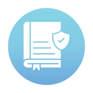 Kitap ve güvenlik kalkanı. Web simgesi basit illüstrasyon 