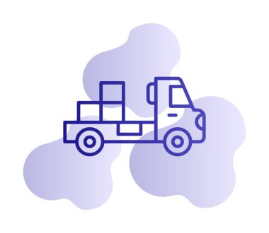 Web ve mobil uygulama tasarımınız için kutu simgesi vektörü olan kamyon, dağıtım kamyonu logosu konsepti