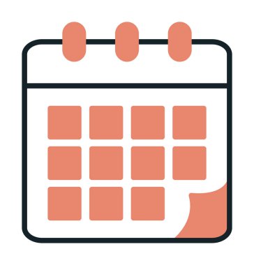 Takvim düzlüğü simgesi, vektör illüstrasyonu 