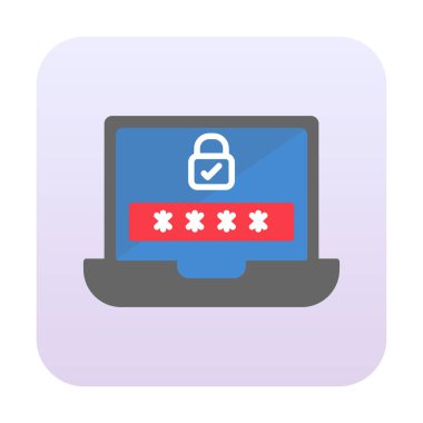 Bilgisayar ekranında parola. Web simgesi basit illüstrasyon