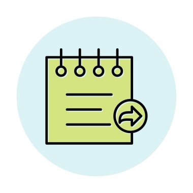 Basit not defteri arayüzü simgesi, vektör illüstrasyonu